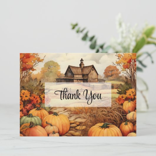 Pompoen Boerderij Herfst Oogst Bedankkaart (Staand voorkant)