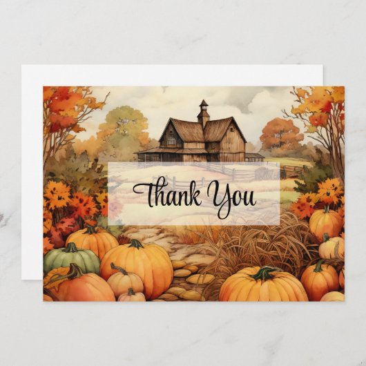 Pompoen Boerderij Herfst Oogst Bedankkaart (Voorkant / Achterkant)