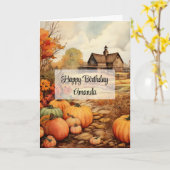 Pompoen Boerderij Herfst Oogst Herfst Verjaardag Kaart (Gele Bloem)