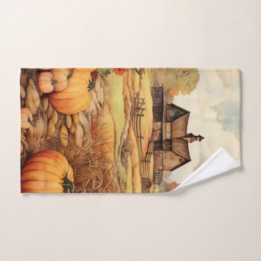 Pompoen Boerderij Herfst Oogst Thanksgiving Bad Handdoek (Handdoek)