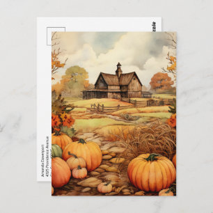 Pompoen Boerderij Herfst Oogst Thanksgiving Briefkaart