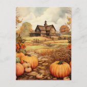Pompoen Boerderij Herfst Oogst Thanksgiving Briefkaart (Voorkant)