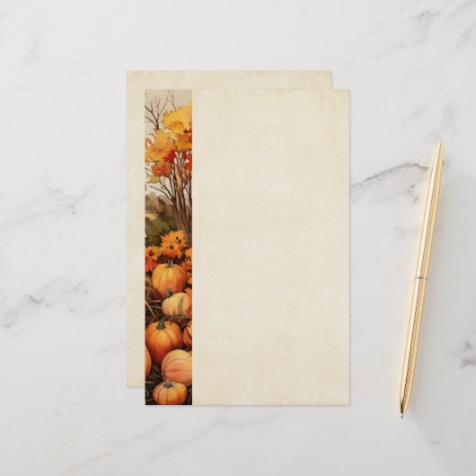 Pompoen Boerderij Herfst Oogst Thanksgiving Briefpapier (Voorkant / Achterkant in situ)