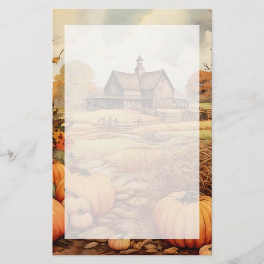 Pompoen Boerderij Herfst Oogst Thanksgiving Briefpapier (Voorkant)