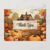 Pompoen Boerderij Herfst Oogst Thanksgiving Dank u Briefkaart (Voorkant)