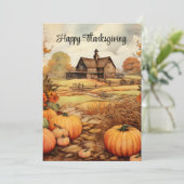 Pompoen Boerderij Herfst Oogst Thanksgiving Feestdagenkaart (Staand voorkant)