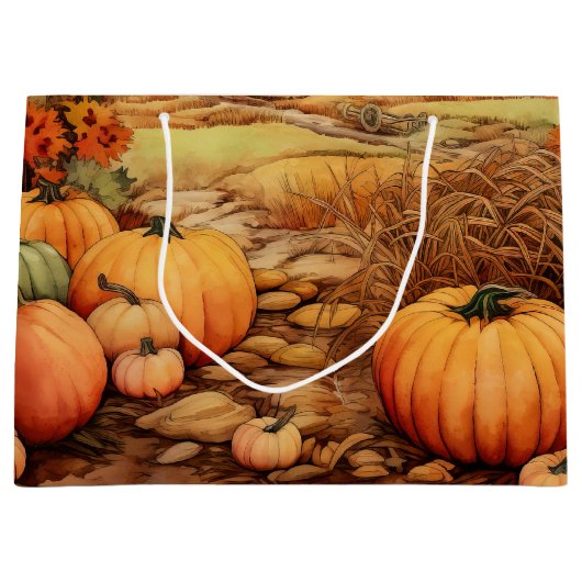 Pompoen Boerderij Herfst Oogst Thanksgiving Groot Cadeauzakje (Voorkant)