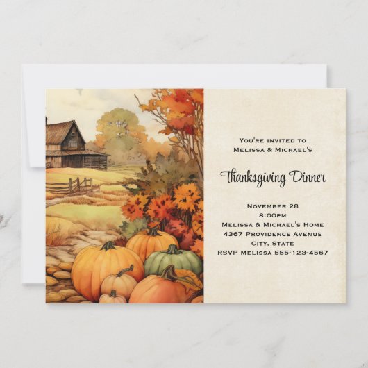 Pompoen Boerderij Herfst Oogst Thanksgiving Kaart (Voorkant)