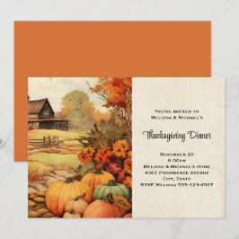 Pompoen Boerderij Herfst Oogst Thanksgiving Kaart