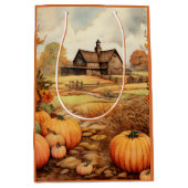 Pompoen Boerderij Herfst Oogst Thanksgiving Medium Cadeauzakje (Voorkant)
