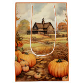 Pompoen Boerderij Herfst Oogst Thanksgiving Medium Cadeauzakje (Achterkant)