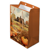 Pompoen Boerderij Herfst Oogst Thanksgiving Medium Cadeauzakje (Achterkant Gekanteld)