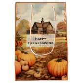 Pompoen Boerderij Herfst Oogst Thanksgiving Medium Cadeauzakje (Achterkant)