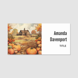 Pompoen Boerderij Herfst Oogst Thanksgiving Naamplaatje