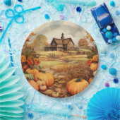 Pompoen Boerderij Herfst Oogst Thanksgiving Papieren Bordje (Feest)