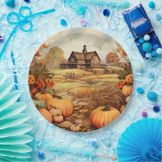 Pompoen Boerderij Herfst Oogst Thanksgiving Papieren Bordje (Feest)