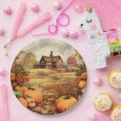 Pompoen Boerderij Herfst Oogst Thanksgiving Papieren Bordje (Feest)