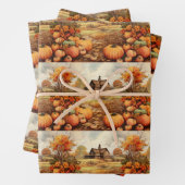 Pompoen Boerderij Herfst Oogst Thanksgiving Patroo Inpakpapier Vel (In situ)