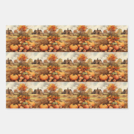 Pompoen Boerderij Herfst Oogst Thanksgiving Patroo Inpakpapier Vel