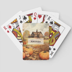 Pompoen Boerderij Herfst Oogst Thanksgiving Pokerkaarten