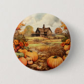 Pompoen Boerderij Herfst Oogst Thanksgiving Ronde Button 5,7 Cm (Voorkant)