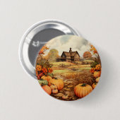 Pompoen Boerderij Herfst Oogst Thanksgiving Ronde Button 5,7 Cm (Voorkant /achterkant)