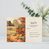 Pompoen Boerderij Herfst Oogst Thanksgiving RSVP Kaartje (Staand voorkant)
