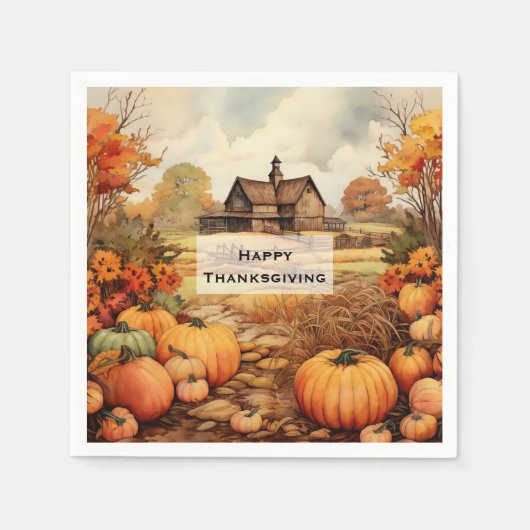 Pompoen Boerderij Herfst Oogst Thanksgiving Servet (Voorkant)