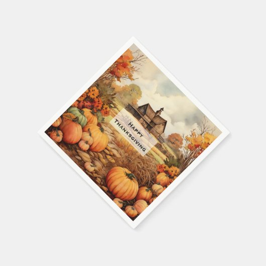 Pompoen Boerderij Herfst Oogst Thanksgiving Servet (Hoek)