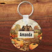 Pompoen Boerderij Herfst Oogst Thanksgiving Sleutelhanger (Voorkant)