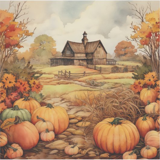 Pompoen Boerderij Herfst Oogst Thanksgiving Sticker (Voorkant)