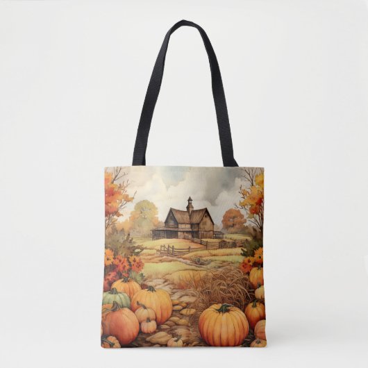 Pompoen Boerderij Herfst Oogst Thanksgiving Tote Bag (Voorkant)