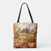 Pompoen Boerderij Herfst Oogst Thanksgiving Tote Bag (Achterkant)