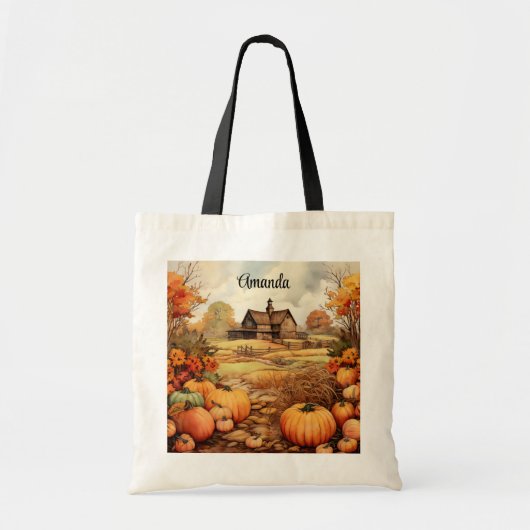 Pompoen Boerderij Herfst Oogst Thanksgiving Tote Bag (Voorkant)