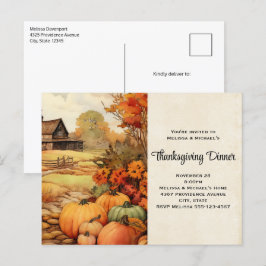 Pompoen Boerderij Herfst Oogst Thanksgiving Uitnodiging Briefkaart
