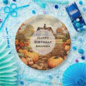 Pompoen Boerderij Herfst Oogst Thanksgiving Verjaa Papieren Bordje (Feest)