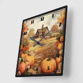 Pompoen Boerderij Herfst Oogst Thanksgiving Vierkante Klok (Hoek)