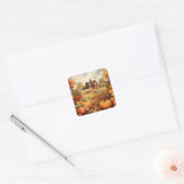 Pompoen Boerderij Herfst Oogst Thanksgiving Vierkante Sticker (Envelop)