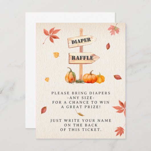 Pompoen Boerderij Luier Raffle Herfst Baby shower Informatiekaartje (Voorkant / Achterkant)