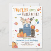 Pompoen Boerderij Party Pompoen Tractor Verjaardag Kaart (Voorkant)