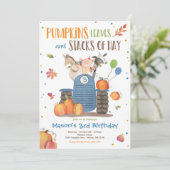 Pompoen Boerderij Party Pompoen Tractor Verjaardag Kaart (Staand voorkant)