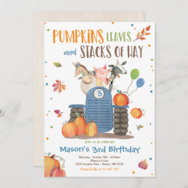 Pompoen Boerderij Party Pompoen Tractor Verjaardag Kaart