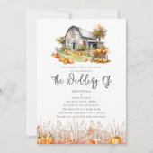 Pompoen Boerderij Schuur Rustiek Herfst Bruiloft Kaart (Voorkant)