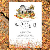 Pompoen Boerderij Schuur Rustiek Herfst Bruiloft Kaart