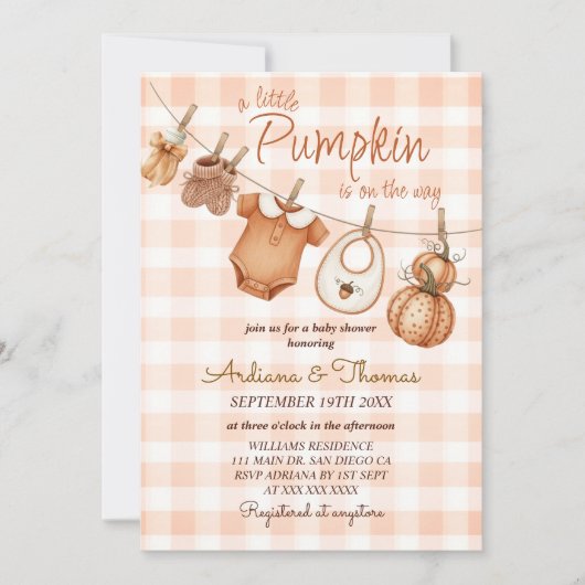 Pompoen Boho Baby Shower  Kaart (Voorkant)
