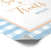 Pompoen Boho Blue Gingham Baby shower Sweet Treats Poster (Hoek)