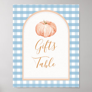 Pompoen Boho Blue Gingham Gifts Tafelteken Poster