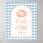 Pompoen Boho Blue Gingham Kaarten & Geschenken Pos Poster (Voorkant)