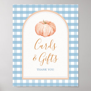Pompoen Boho Blue Gingham Kaarten & Geschenken Pos Poster