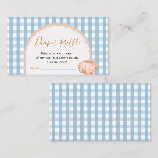 Pompoen Boho Blue Gingham Luier Raffle Enclosure Informatiekaartje (Voorkant / Achterkant)